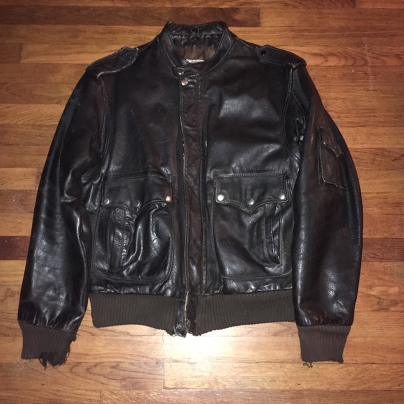 Vintage leather bomber jacket - Picture 1 of 7